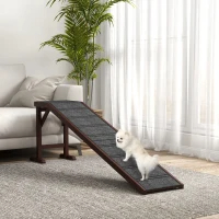 PawHut Rampe chien lit, tapis antidérapant, brun