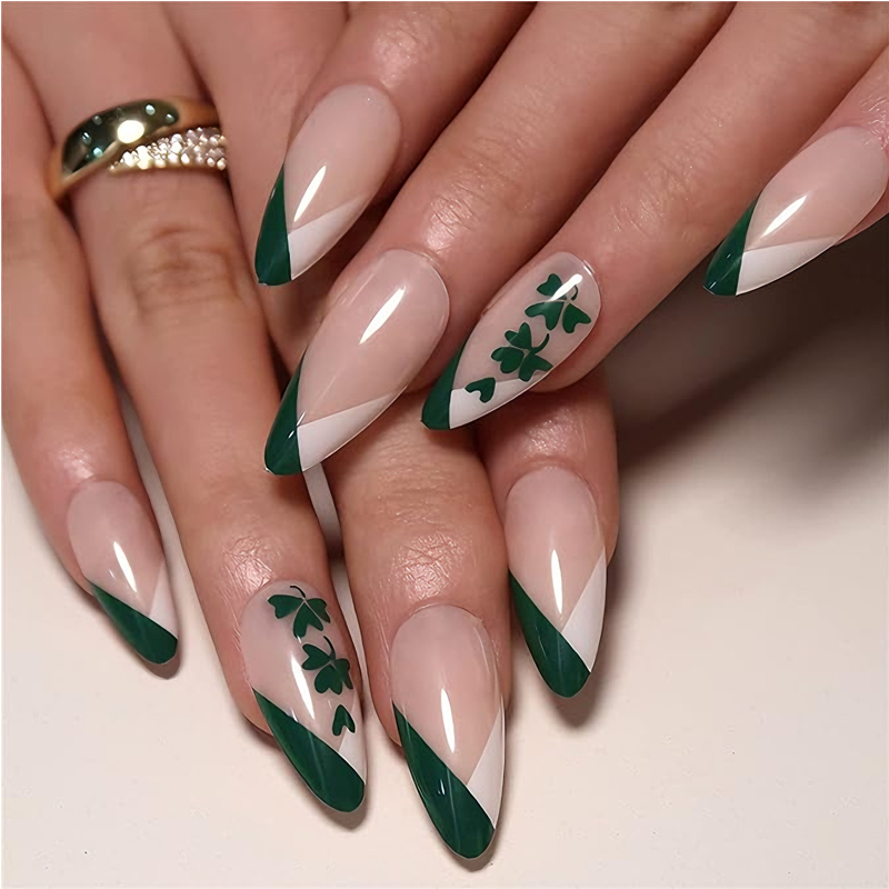 24 ongles artificiels trèfle long