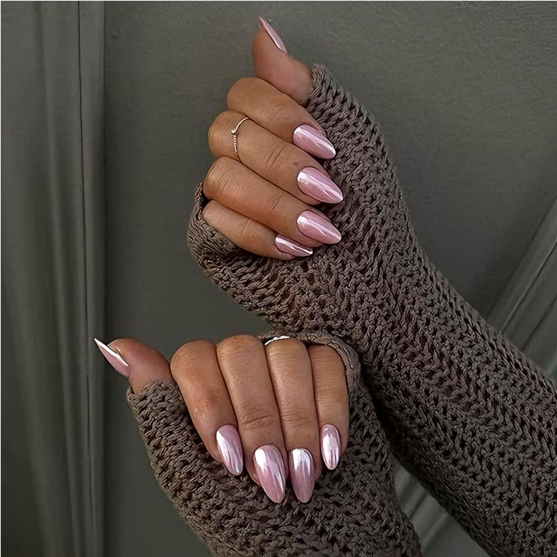 24 ongles artificiels poudre aurore long