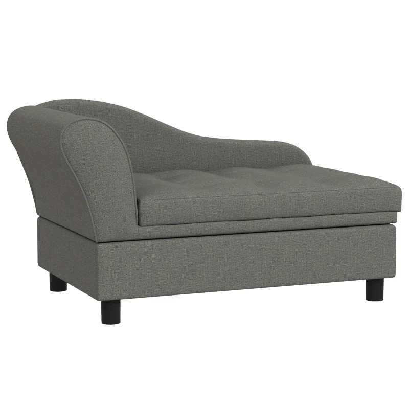 PawHut Sofa Chien Petit Rangement Gris