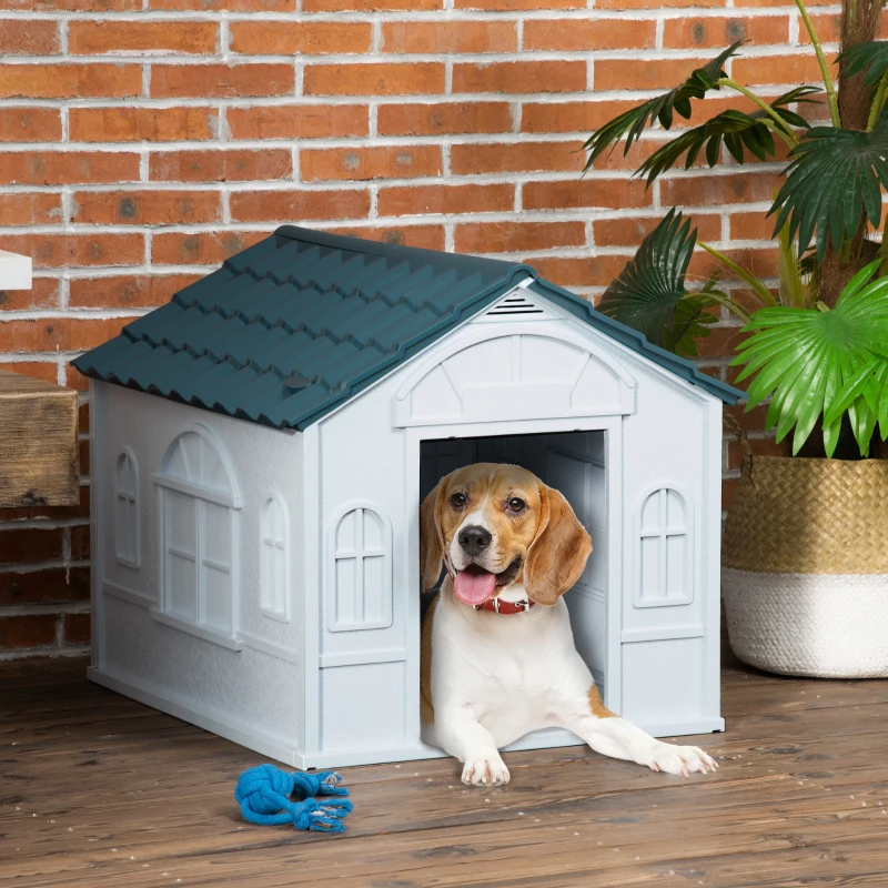 PawHut Niche chien plastique petit/moyen, résistant eau