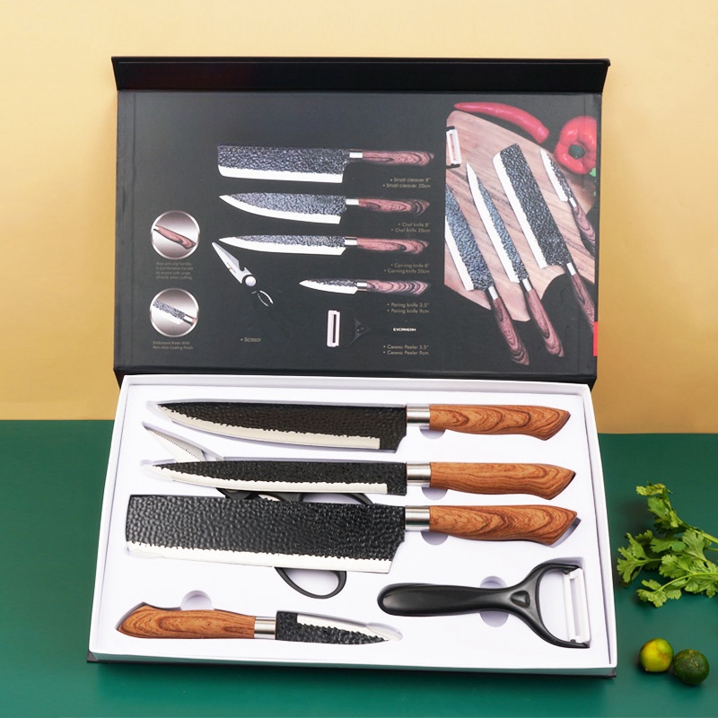 Ensemble 6 couteaux cuisine acier forgé