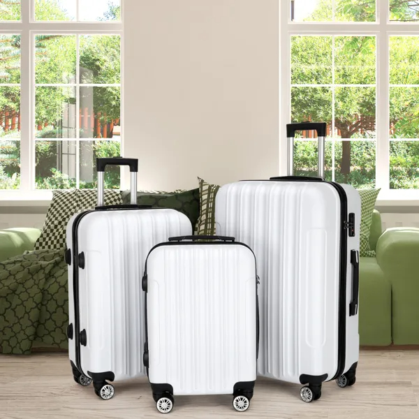 Ensemble Valises 3 en 1 Blanc Grande Capacité