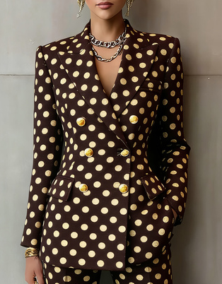 Veston à carreaux double boutonnage femme rétro
