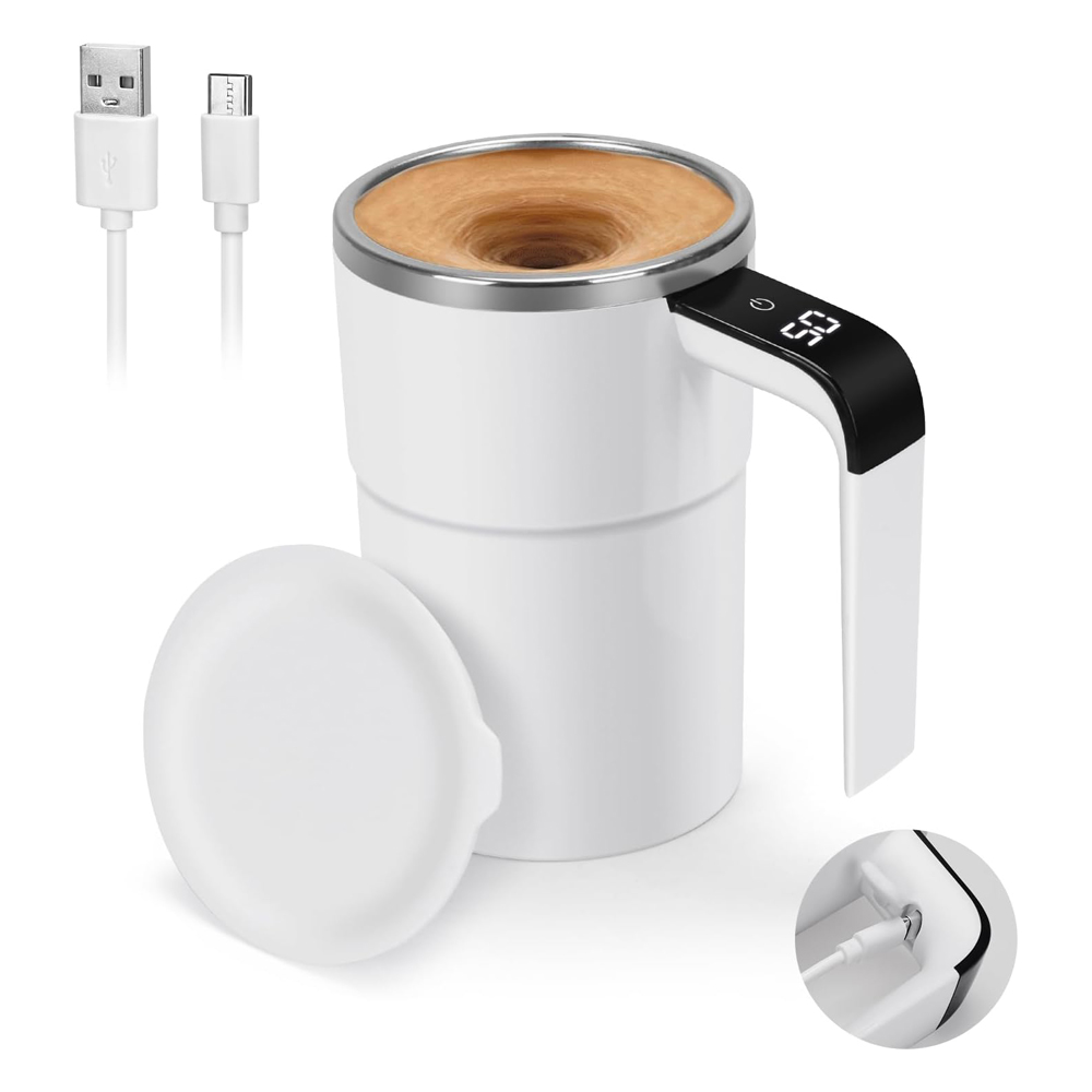 Mug auto-mélangeur 12 oz, magnétique, LED, température, rechargeable