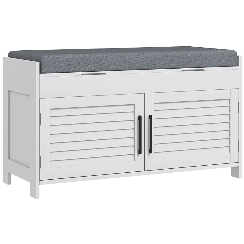 Banc rangement chaussures moderne blanc, compartiments