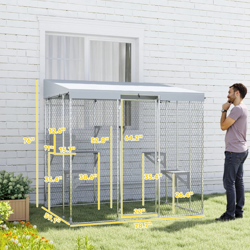 Grand catio acier galvanisé auvent imperméable boîte sommeil
