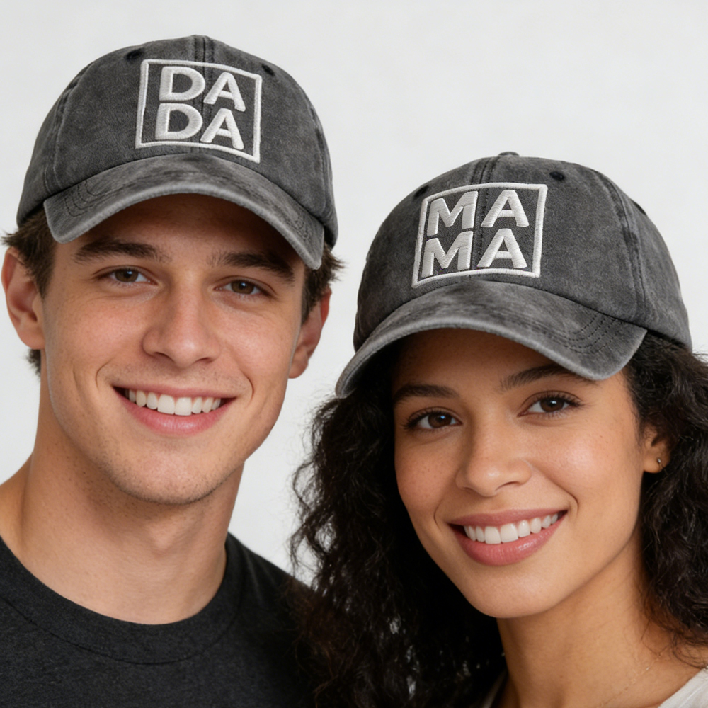 2 casquettes parents mariage couple papa maman