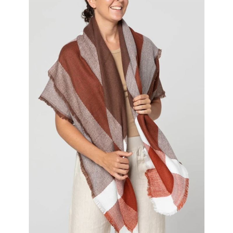 Grand foulard quadrillé blanc 59po x 59po automne-hiver femme