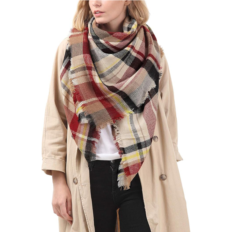 Foulard quadrillé rose 59po x 59po automne-hiver femme