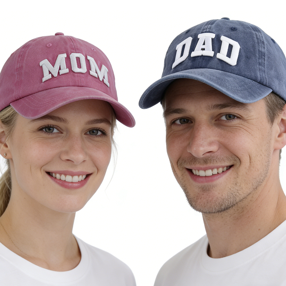 Ensemble 2 casquettes «Mom And Dad» cadeaux parents couples