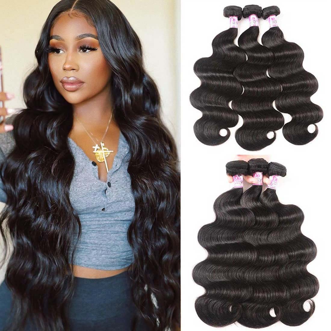 Extensions cheveux humains ondulées couleur naturelle