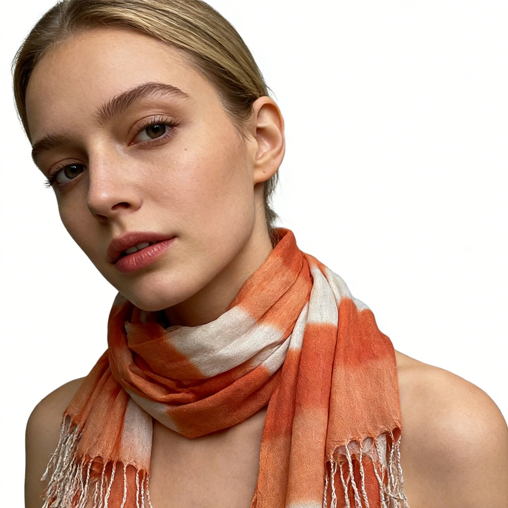 Foulard Viscose Rouge-Orange - Fluide Casual 67x24po