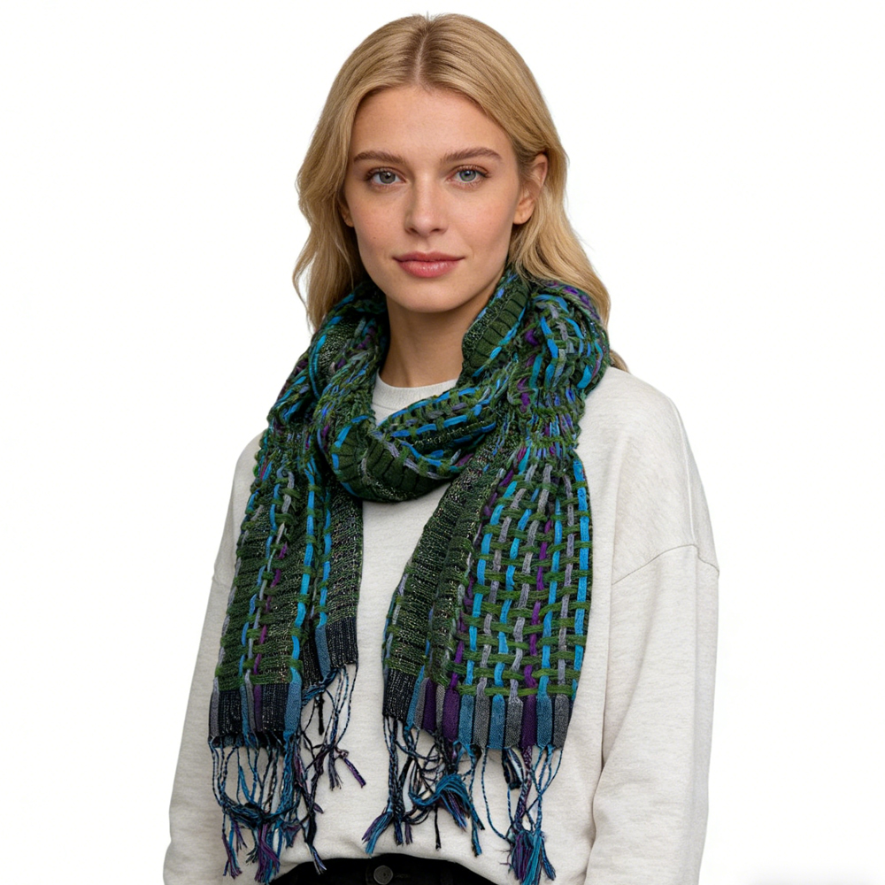 Foulard polyester teint chaîne olive - Chic militaire 66po x 23po