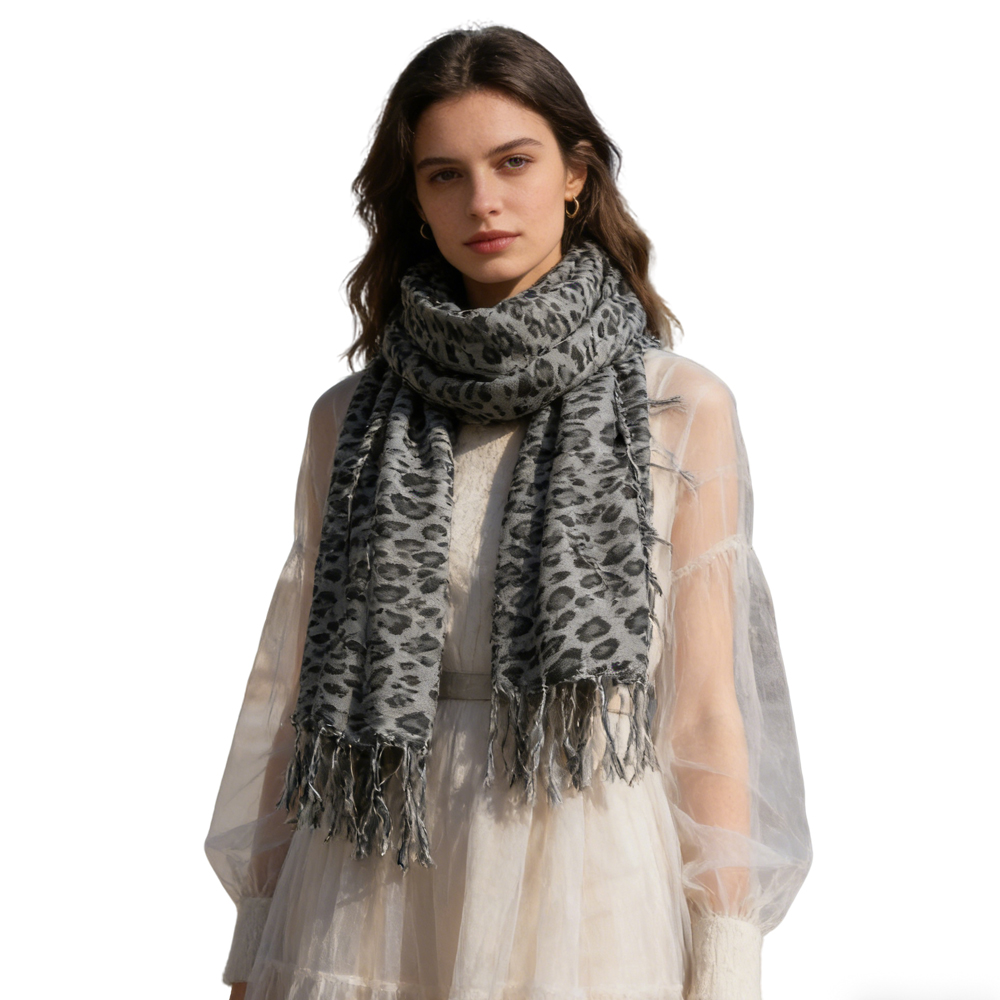 2 foulards carrés minimalistes gris léopard