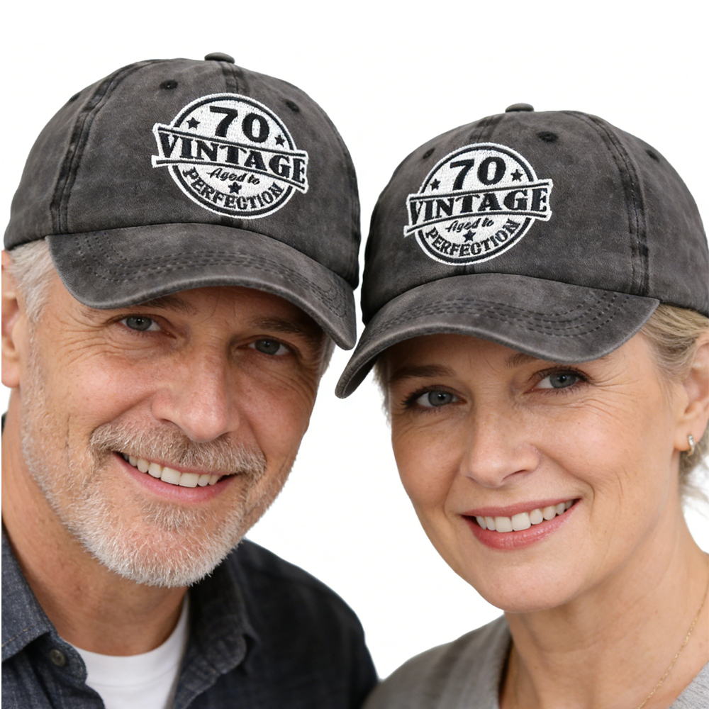 2x Casquette baseball 70 ans parfait homme/femme délavée