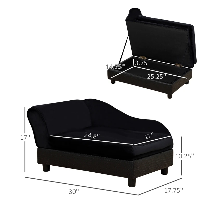 PawHut sofa lit chien chat rangement noir