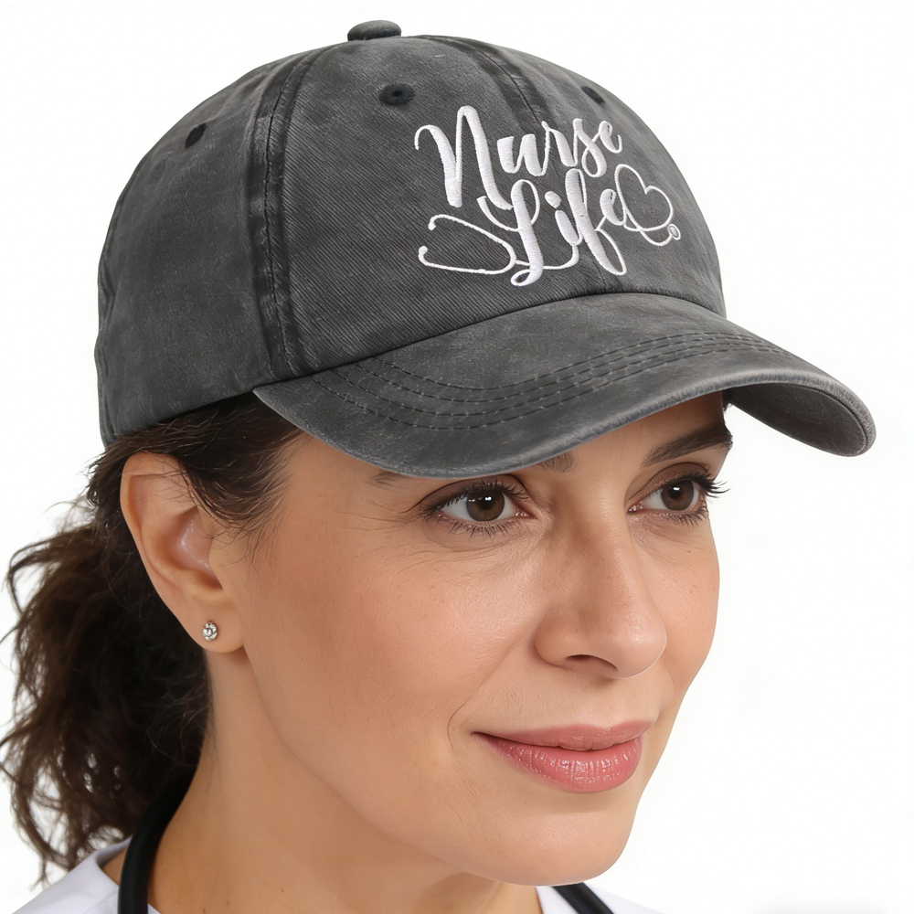 2pc casquette Nurse Life coton brodée baseball ajustable