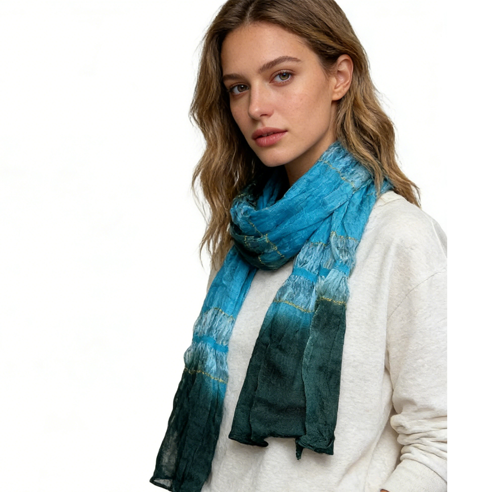 Foulard Métallisé Turquoise - Mince Shimmer 66x9,4po