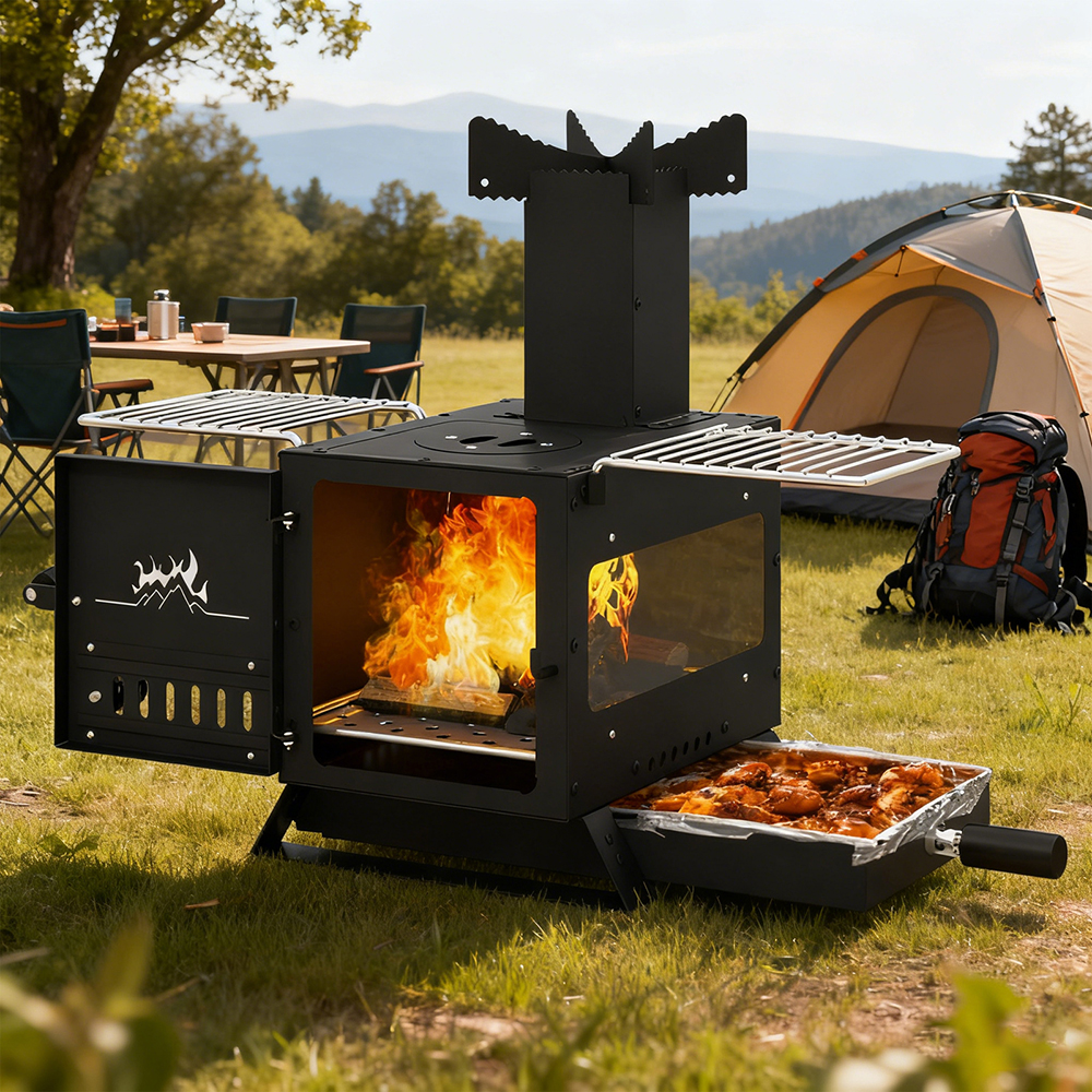 Poêle bois portable mini chauffeur grille pot four