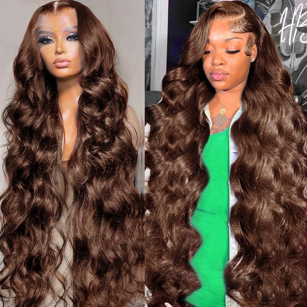 Perruque lace front cheveux humains chatain 13x4