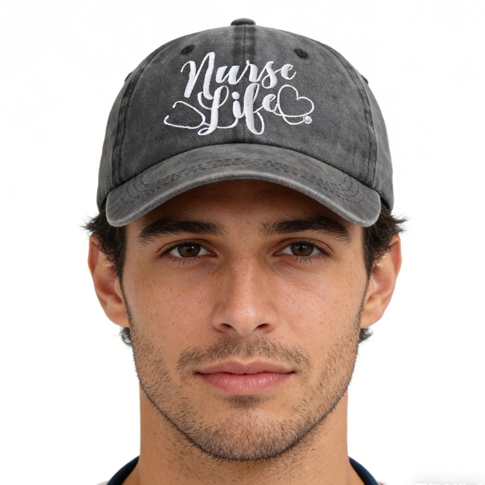 2pc Casquette Infirmière Homme Femme Coton Brodé Lavé