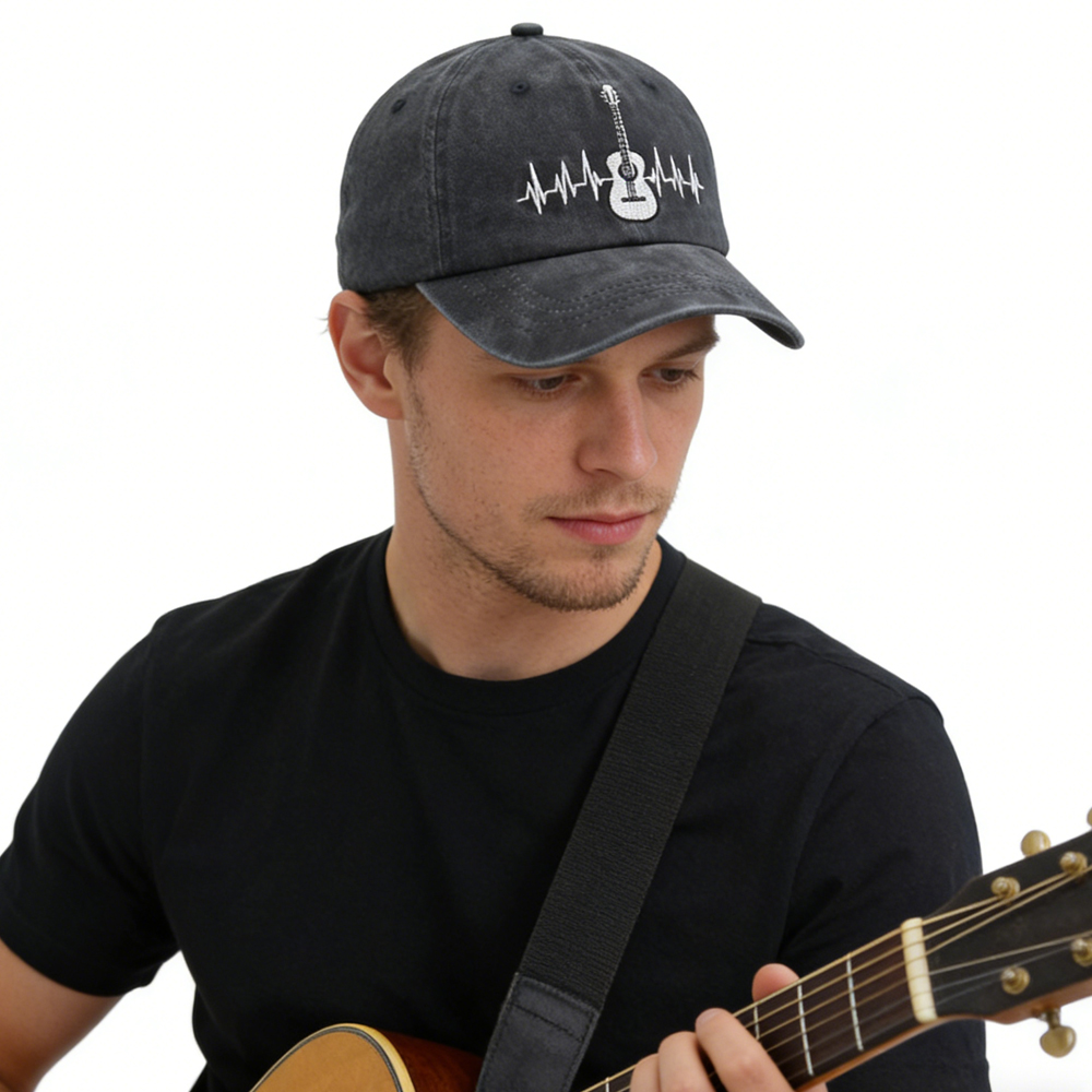2pc Casquette Guitare Accessoires Cadeau Homme Femme Brodée