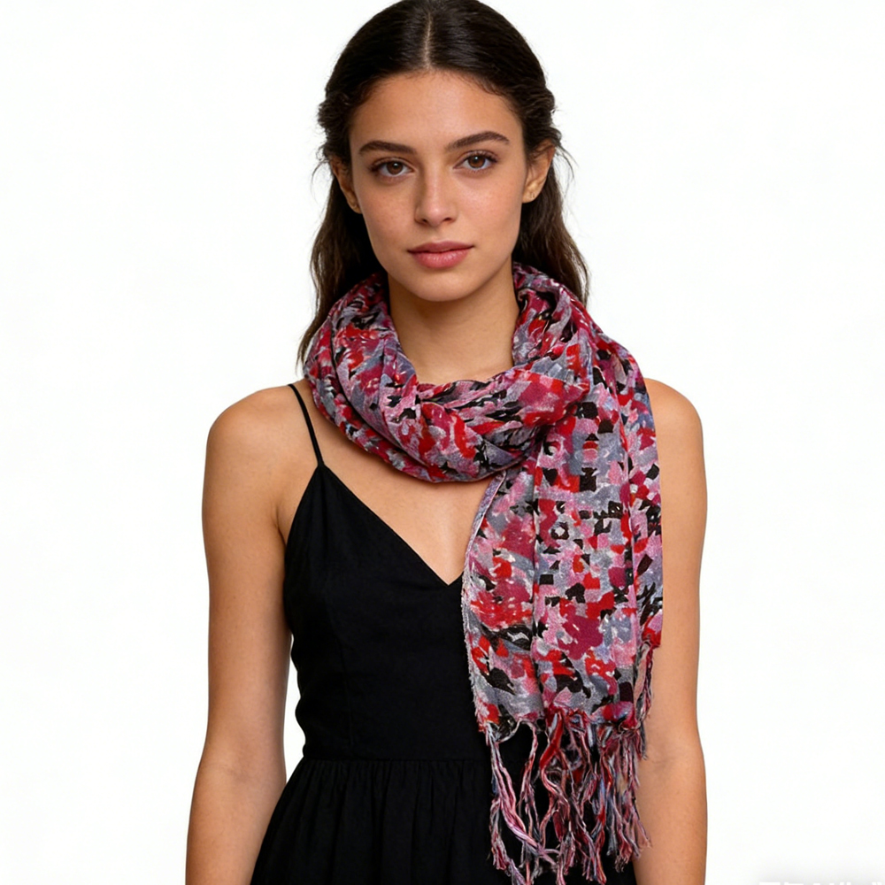 Foulard Viscose Rouge - Long Fluide pour Robes 67x24po