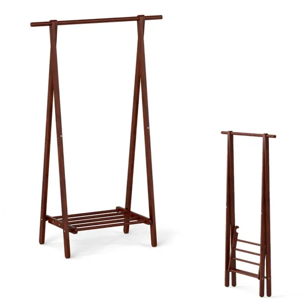 Porte-manteaux bois pliable cadre A rangement
