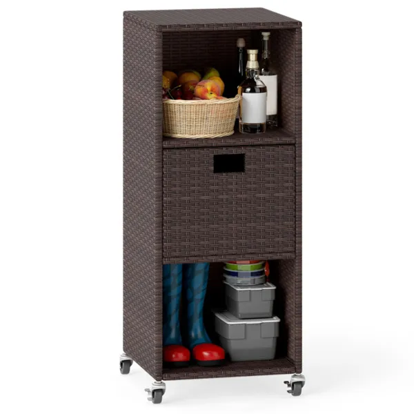 Armoire rangement extérieur rotin 3 tablettes
