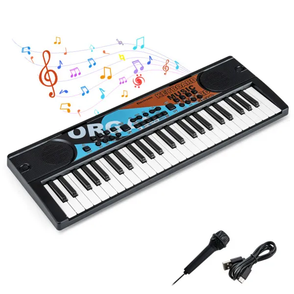 Clavier électronique enfants 49 touches micro noir éducatif