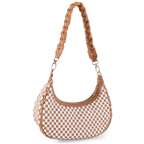 Sac hobo tissé cuir vegan femme mode marron