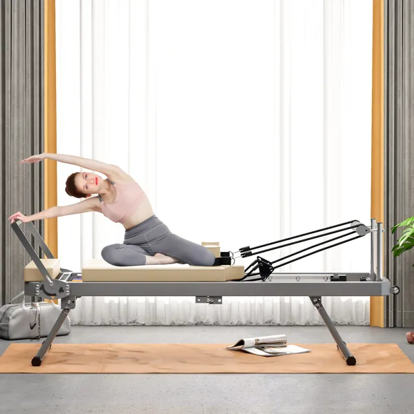 Machine Pilates pliable maison, ressorts alliage, 330lbs max, beige