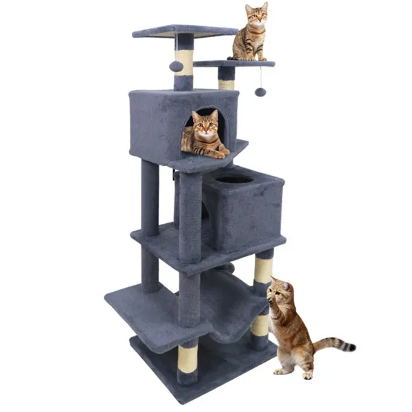 Arbre à chat multilevel 57" avec 2 condos, gris