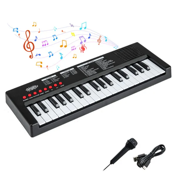 Clavier électronique enfant 37 touches noir micro