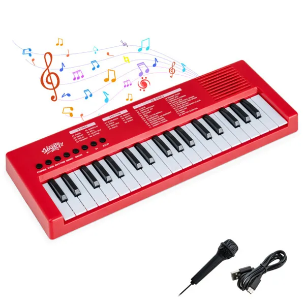 Clavier électronique enfant 37 touches rouge micro