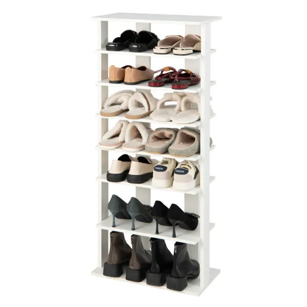 Meuble chaussures 7 étages blanc, ajustable, anti-basculement