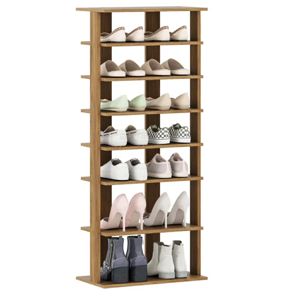 Meuble chaussures 7 étages naturel, ajustable, anti-basculement