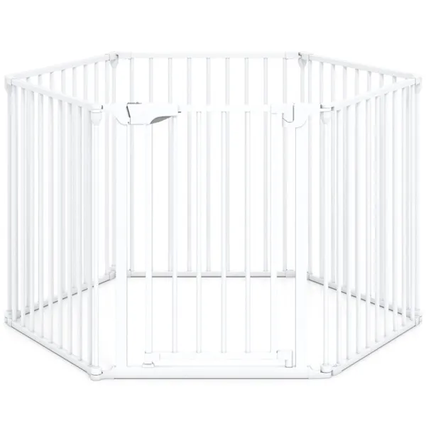 Barrière sécurité 6 panneaux 34,5-154 po bébé animaux blanc