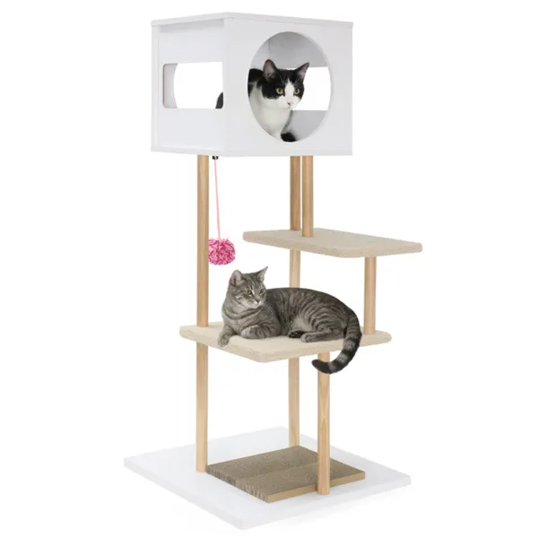 Arbre à chat multi-niveaux, 2 griffoirs, anti-basculement