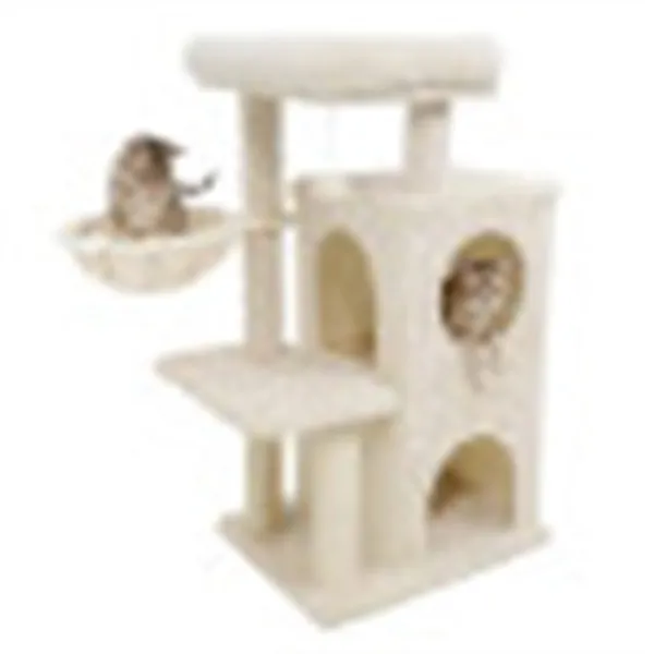 Arbre chat multi-niveaux 33,5" beige 2 condos, griffoirs sisal