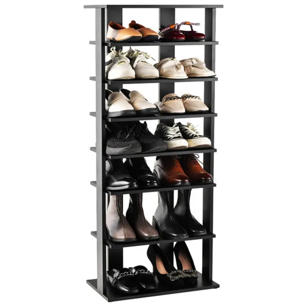 Meuble chaussures 7 étages noir, ajustable, anti-basculement