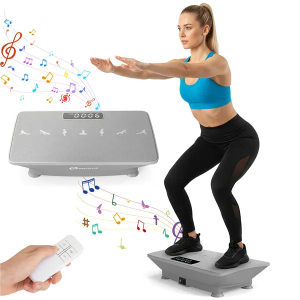 Plateforme vibrante grise, 10 vitesses, télécommande, capacité 440 lb