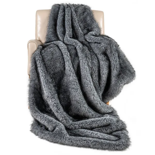 Couverture fausse fourrure loup 60x80 po, polaire double