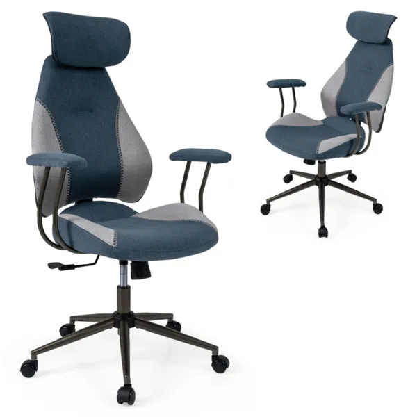 Chaise bureau gris-bleu 2D repose-tête ergonomique 330 lb capacité