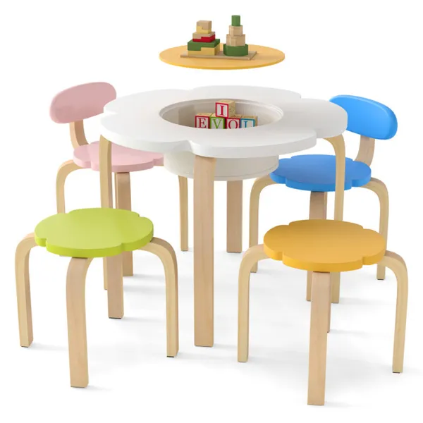 Table chaise enfant bois fleur sécuritaire jeu étude