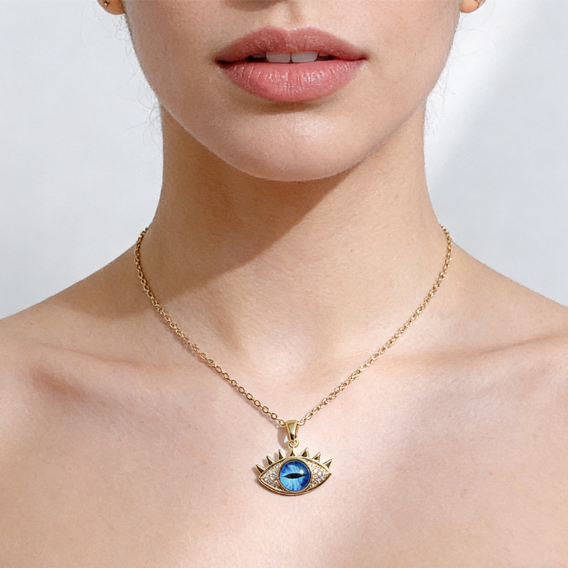 Collier Hamsa protection oeil du mal acier titanium