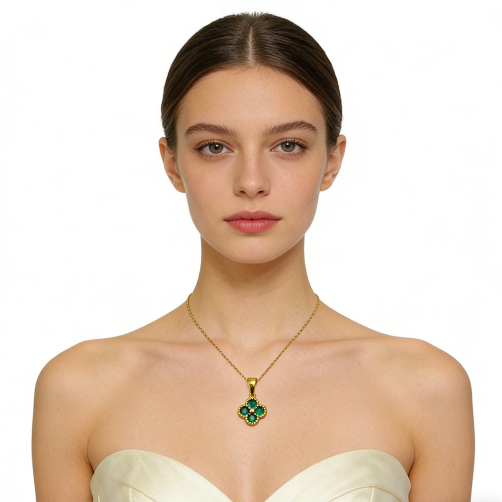 Collier trèfle à 4 feuilles or 24K femme