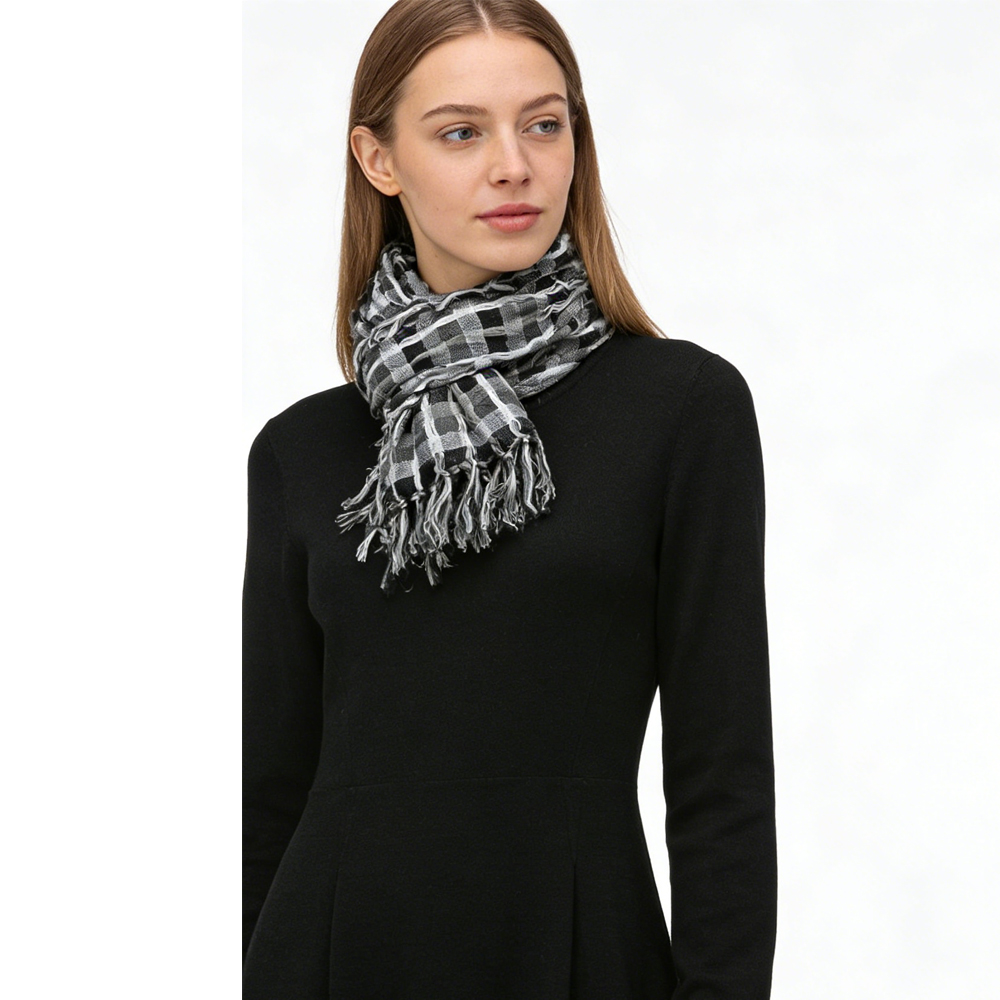 2pcs Foulard carré imprimé léopard gris, look luxe