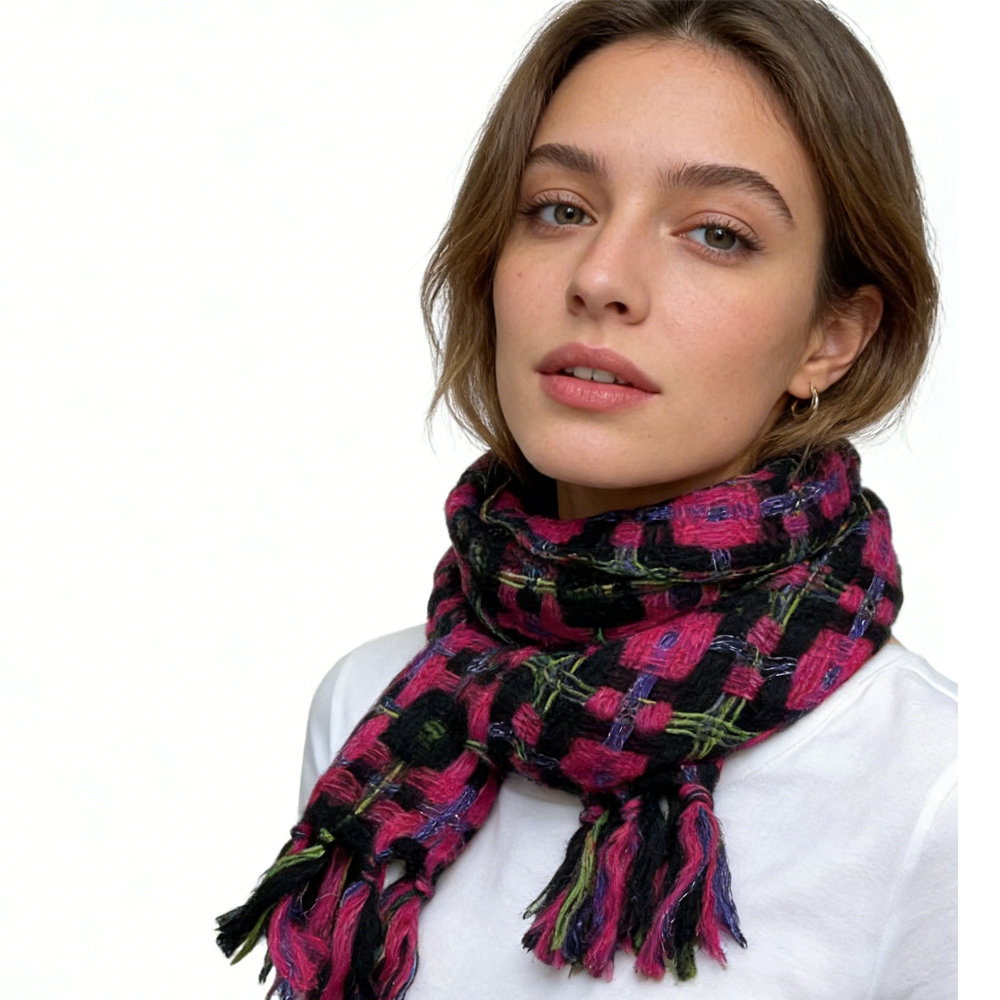 2pcs Foulard scintillant avec fils métalliques, look luxe